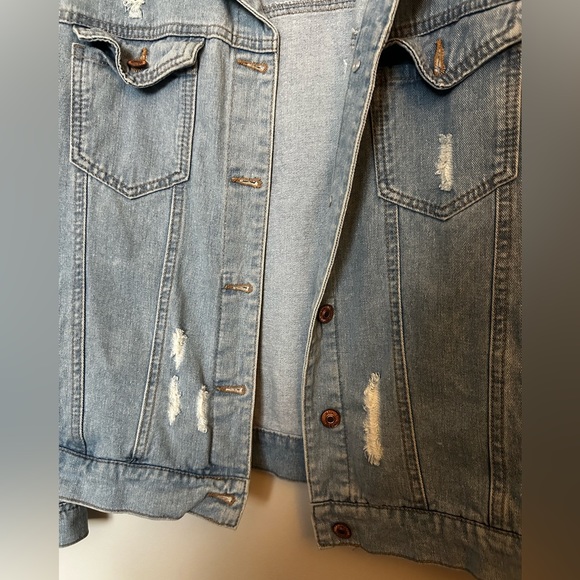 Forever 21 Distressed Blue Denim Jacket - Picture 6 of 9